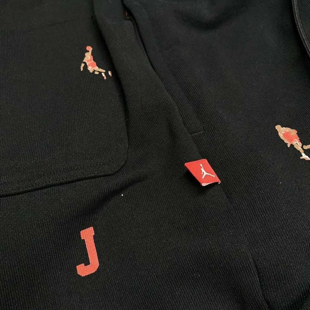 Nike Jordan Essentials AOP Fleece Joggers Black DH3519-010 Men's Sizes Vintage - Picture 7 of 9
